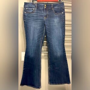 American Eagle Artist Stretch Jeans Womens Size 12 Dark Wash Y2K Low Rise Flare